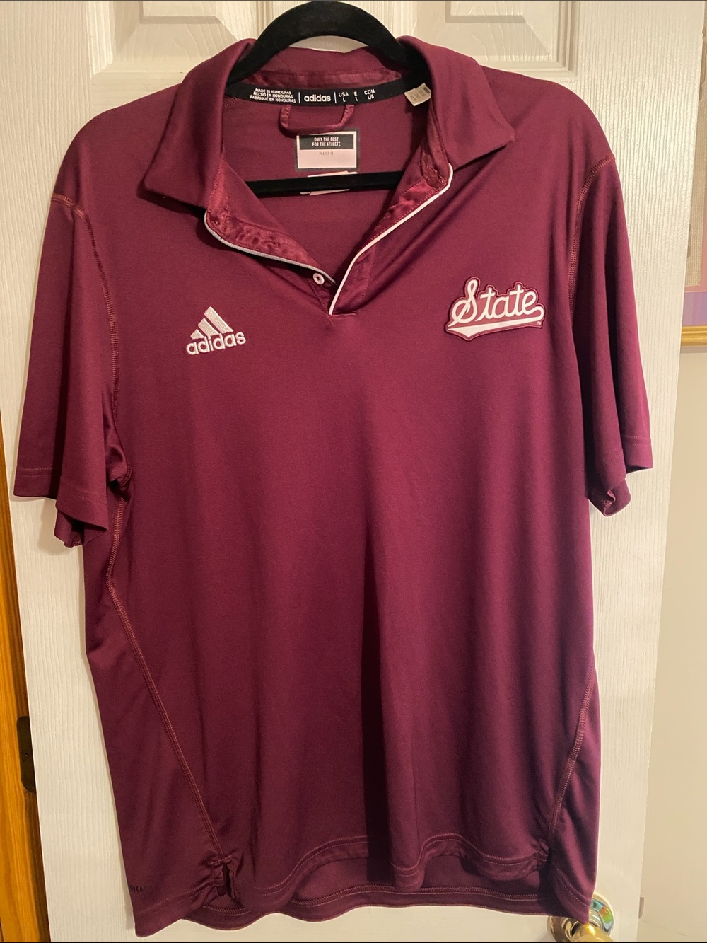 adidas Men’s Maroon Polo with 'State' Chest Logo